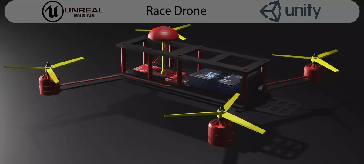 Game-rady Racing Drone Low-poly 3D model