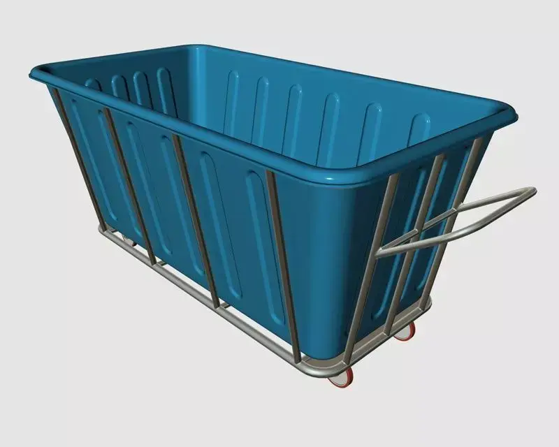 Industrial Plastic Laundry Trolley Basket On Wheels 3D model