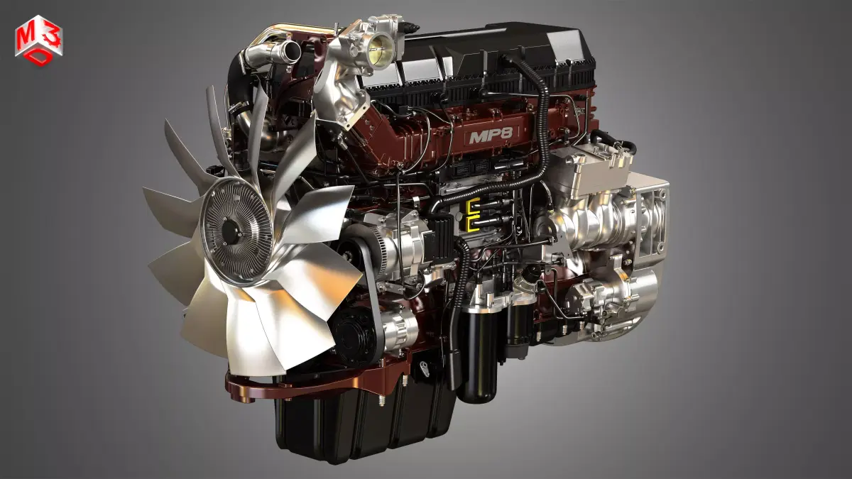 MP8 Heavy Duty Truck Engine - 6 Cylinder Diesel Engine 3D model