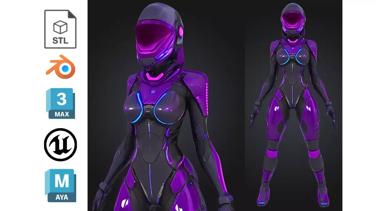 Futuristic Female Sci-Fi Soldier Low-poly 3D model