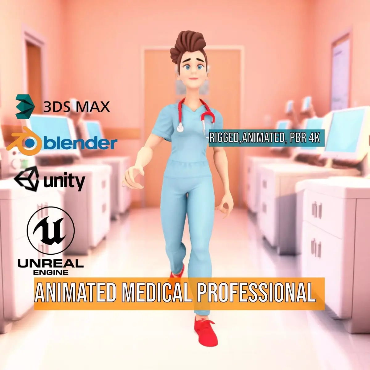 Animated Medical Professional model pack Low-poly 3D model