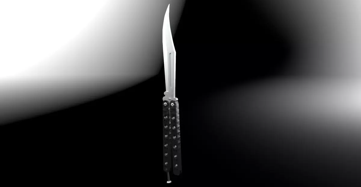 Balisong Butterfly Knife With Plastic Handle Low-Poly Game Ready Low-poly 3D model