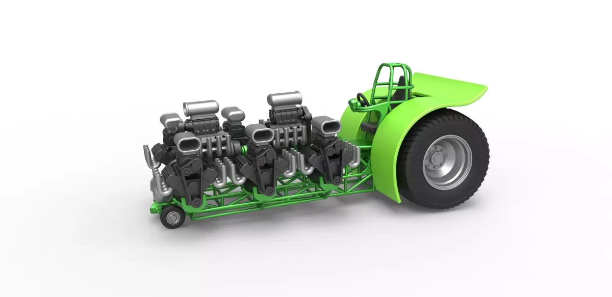 Pulling tractor with 8 engines V8 Scale 1 to 25 3D print model