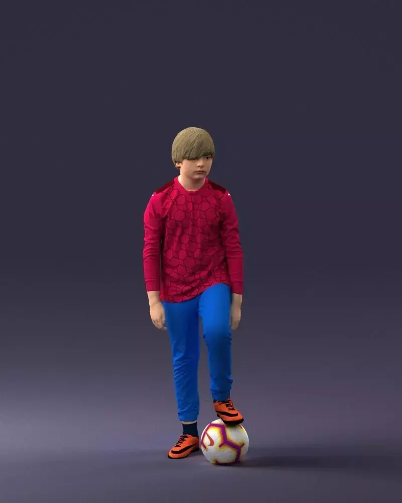 000236 Young Boy Football Player with Soccer Ball 1224 3dp 3D print model