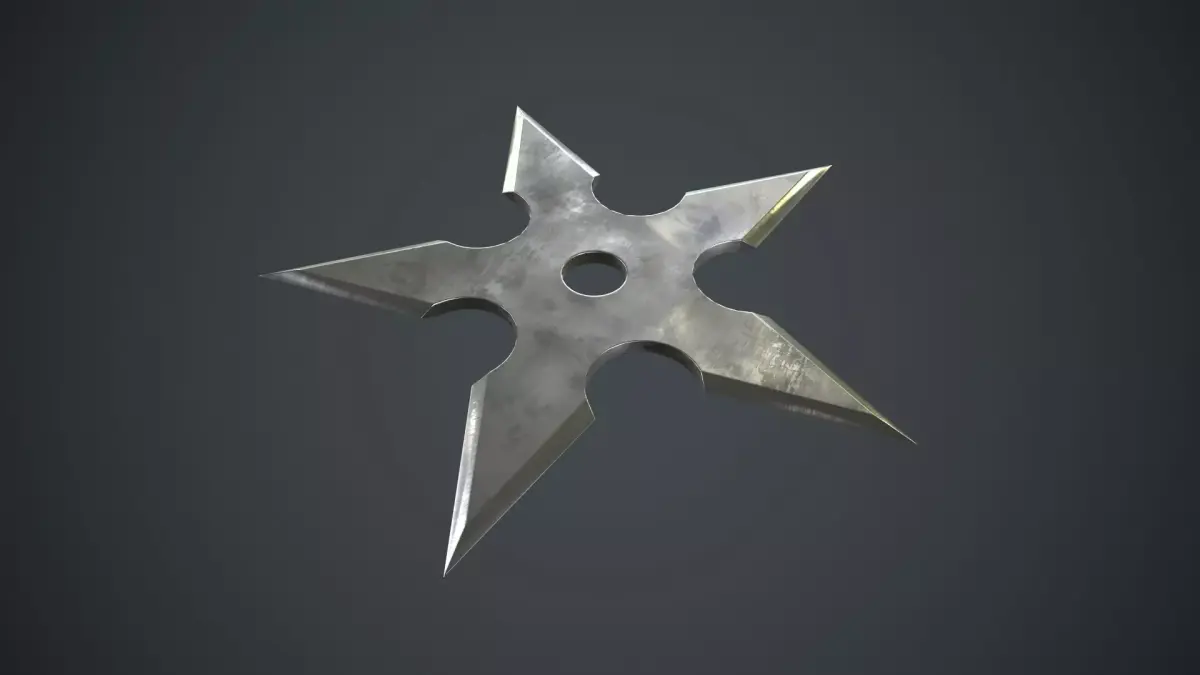 Shuriken PBR Game Ready metal star Low-poly 3D model