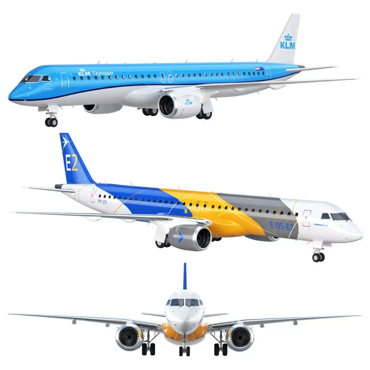 Embraer E195 E2 aircraft 3D model