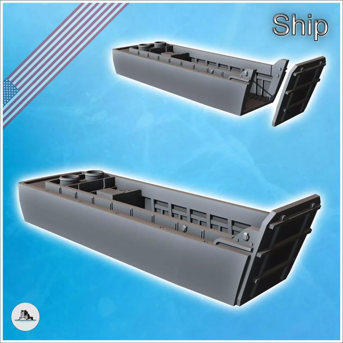 LCVP US American landing craft 7 - USA US Army Western Front Nor 3D print model
