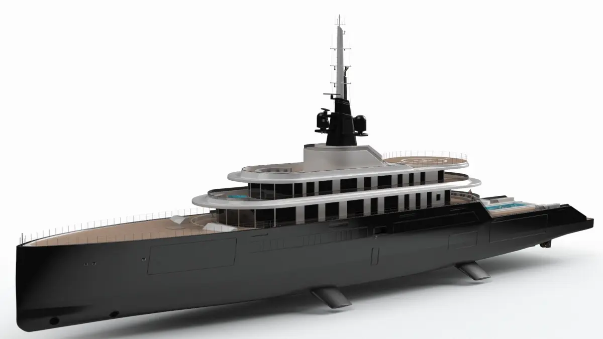Abeking Rasmussen Luxury Yacht Night Scene 3D model