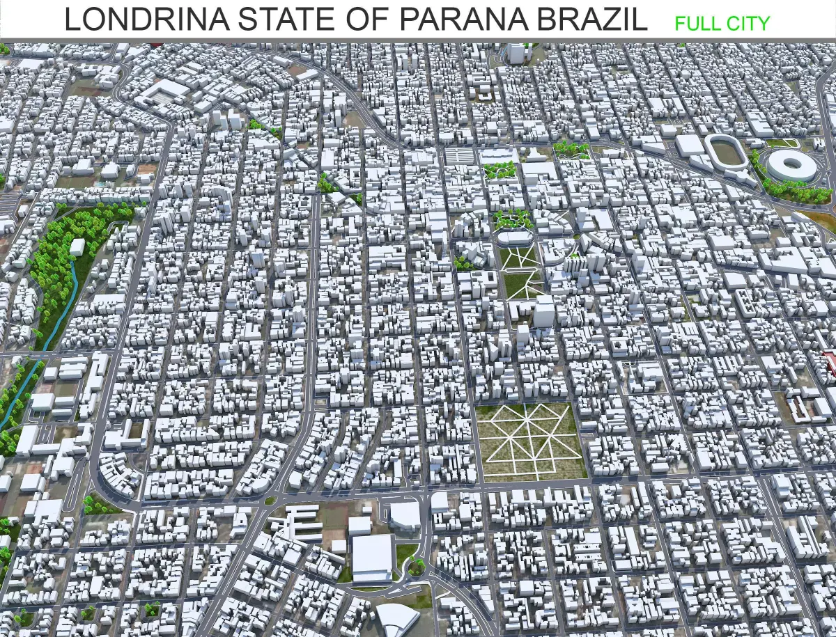 Londrina State of Parana Brazil 30km Low-poly 3D model
