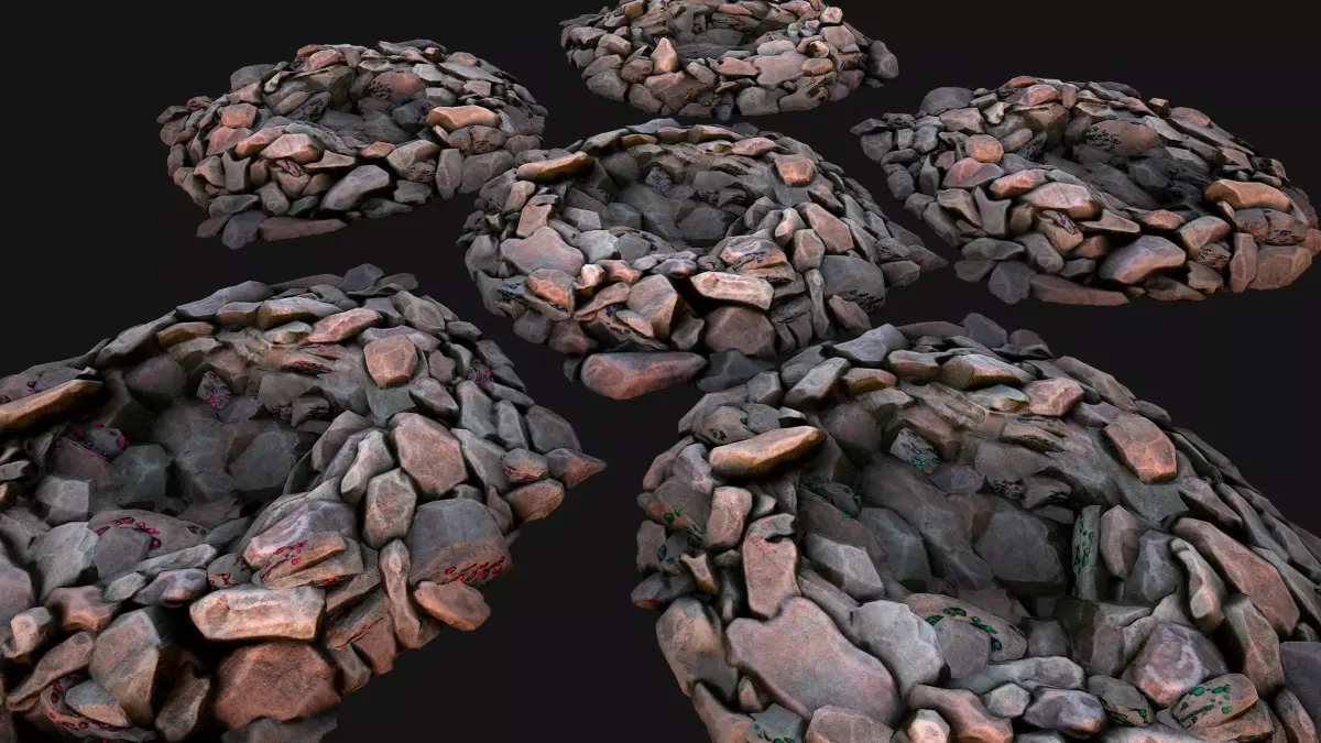 Gemstone Deposits Mine Gem Set Low-poly 3D model