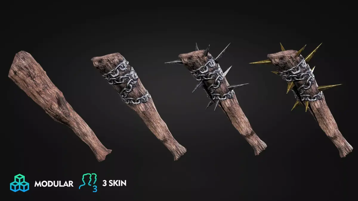 Low Poly Modular Weapon - Cudgel Low-poly 3D model