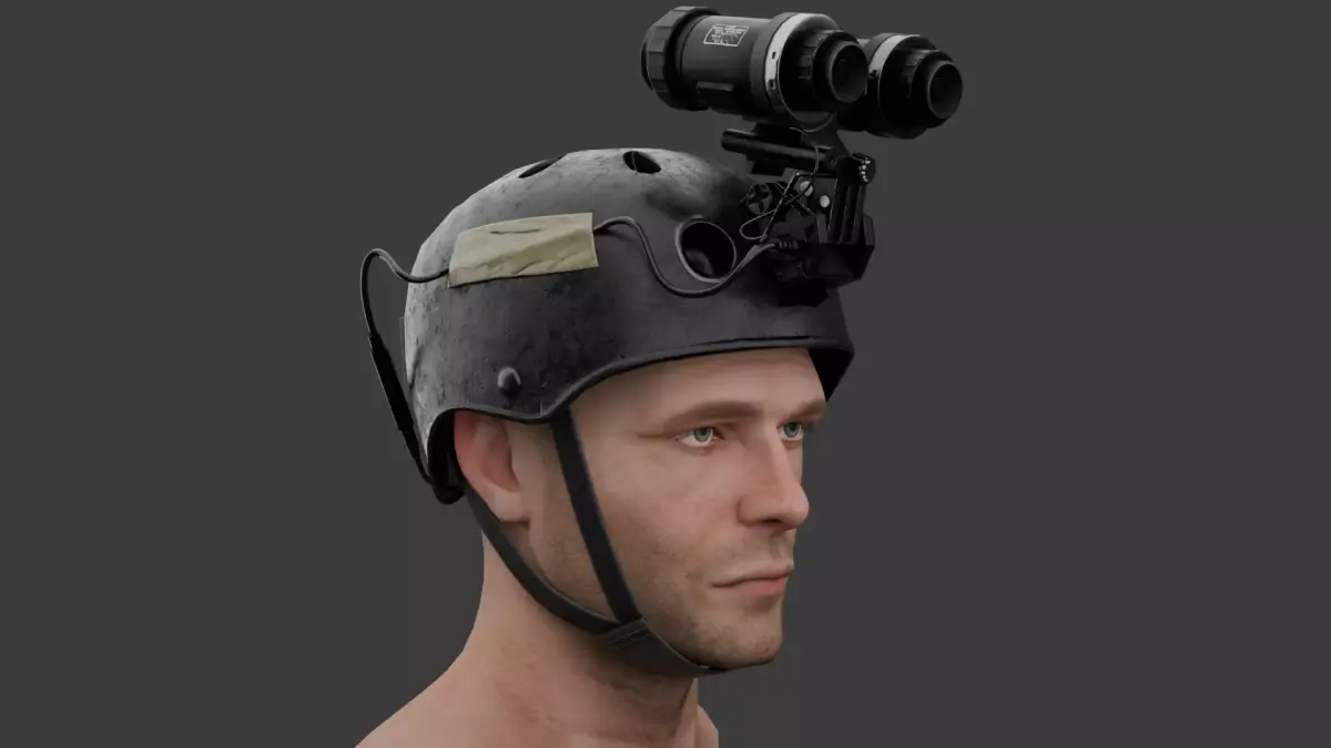Night vision and military helmet Delta force 80s 90s Low-poly 3D model