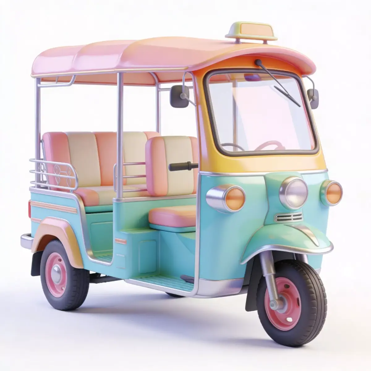 Pastel Tactical Easter Delivery Tuk Tuk 3D Model Low-poly 3D model