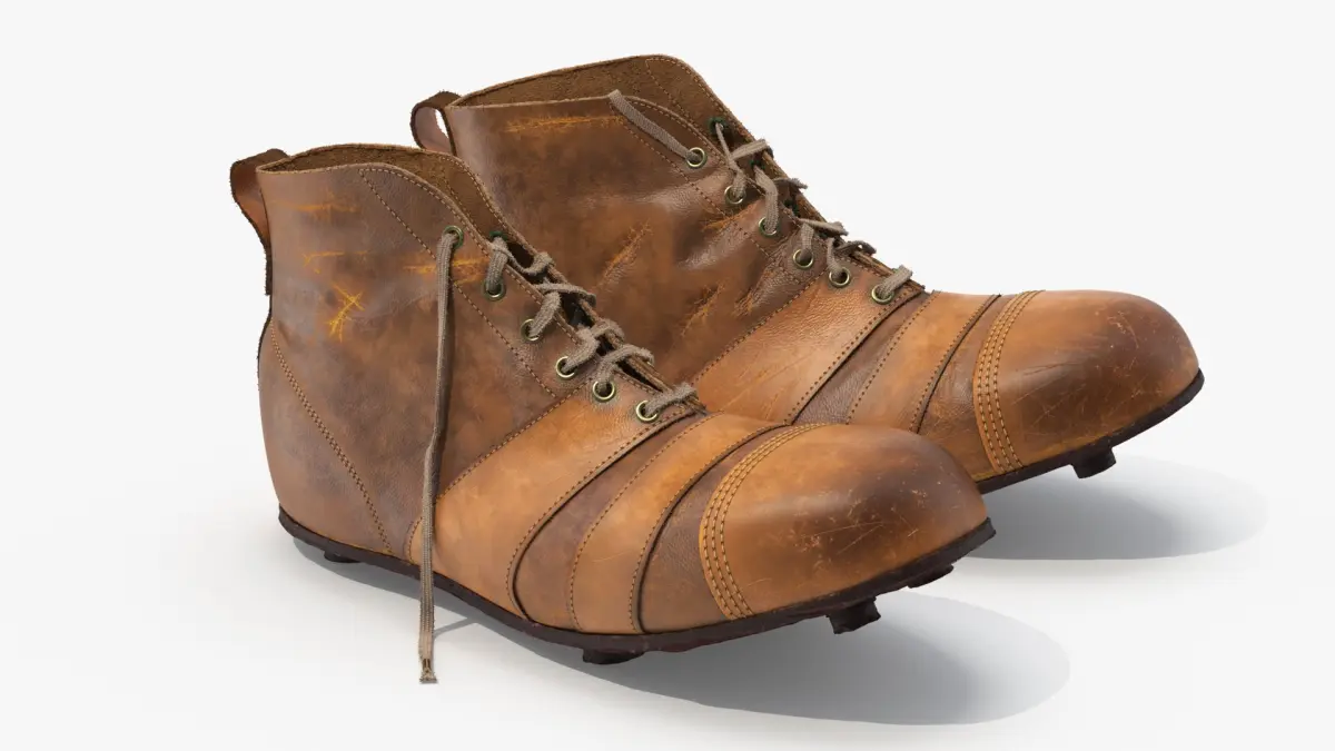 Vintage Leather Football Boots Fur 3D model