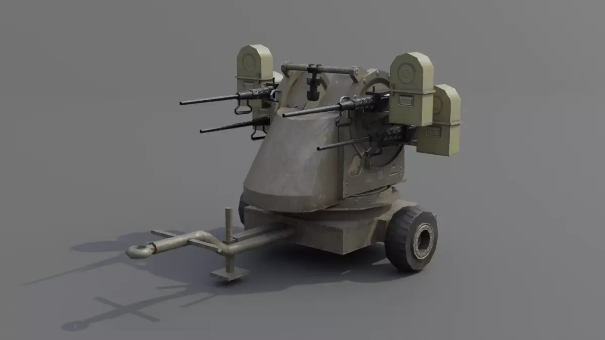 M45 Quadmount meat chopper AA Gun Low-poly 3D model