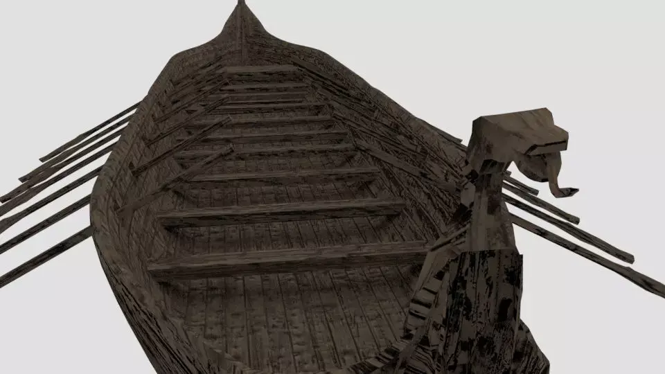 Low Poly Detailed Viking Ship with UHD Textures for Sea Games Low-poly 3D model