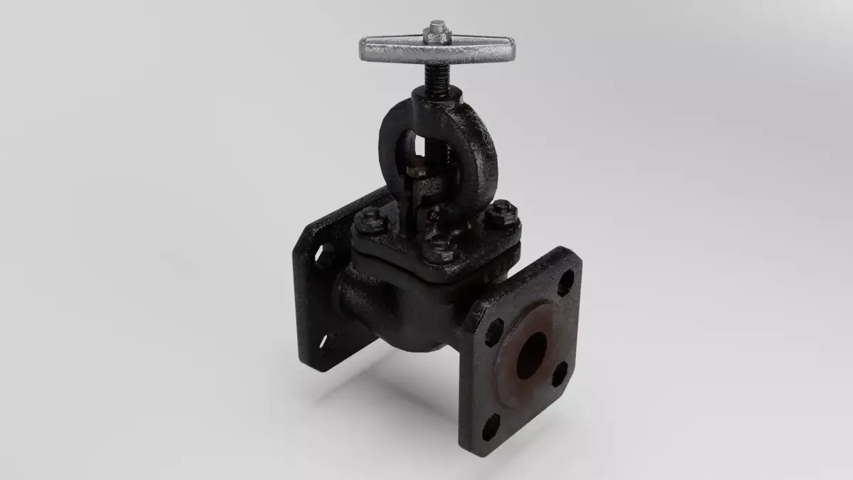 Valve cast iron gate Low-poly 3D model