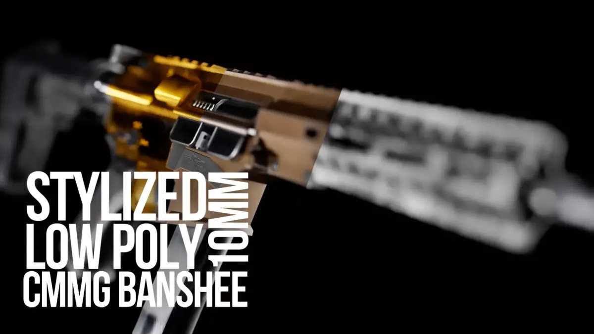 Low Poly CMMG Banshee 10mm Assault Rifle Low-poly 3D model