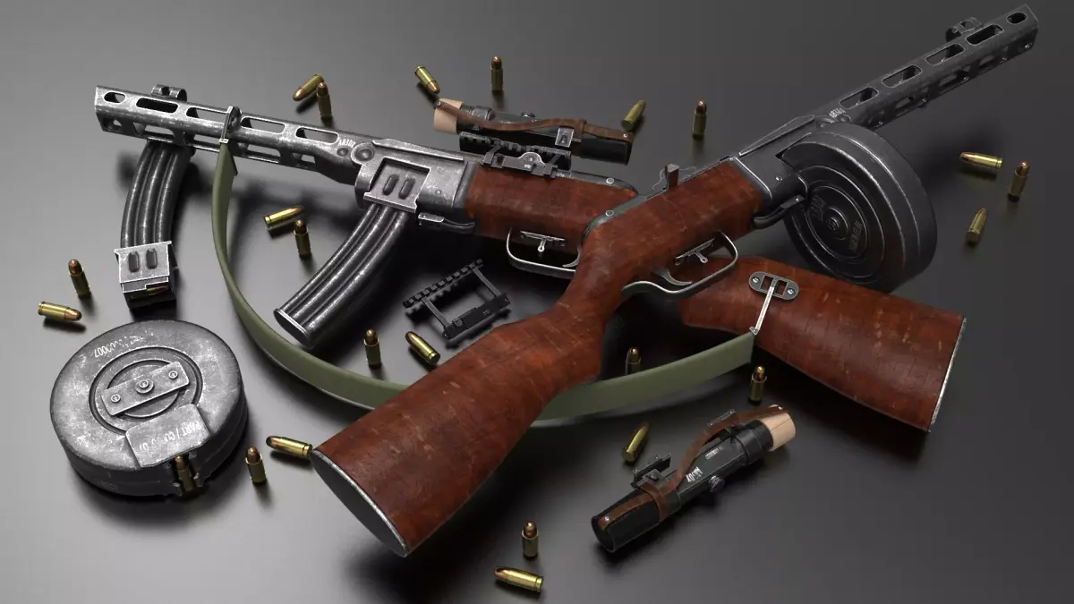 Ppsh-41 Submachine Gun Fps - Tps Low-poly 3D model