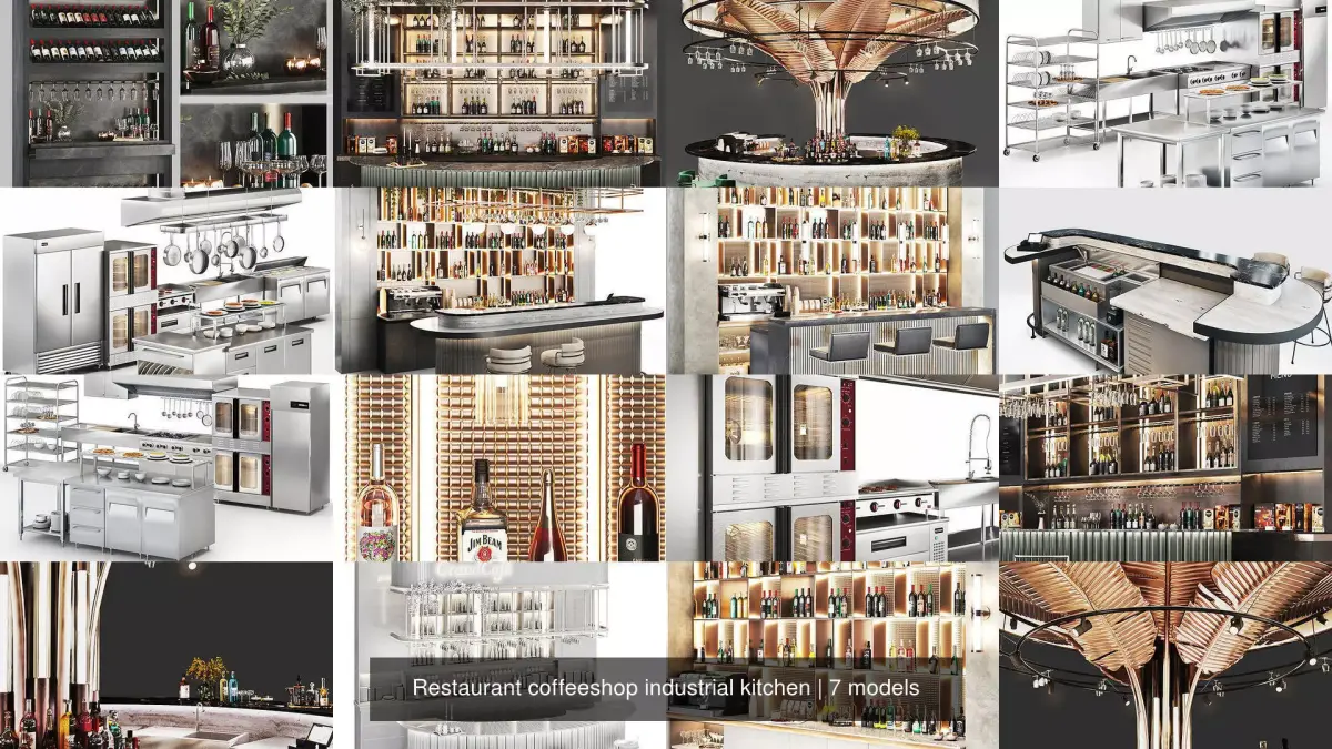 Restaurant coffeeshop industrial kitchen 3D Model Pack