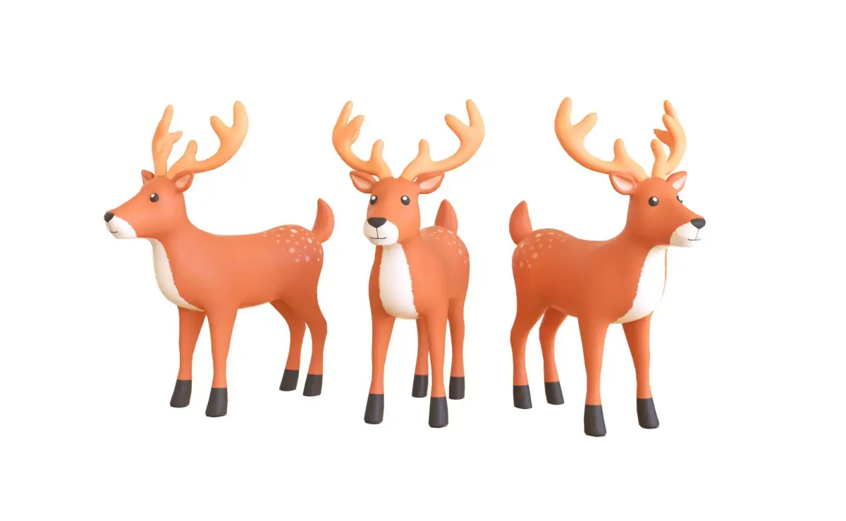Cartoon Reindeer 4 Cute  Low-poly 3D model