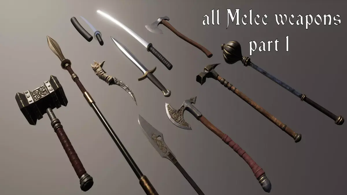 all melee weapons Low-poly 3D model