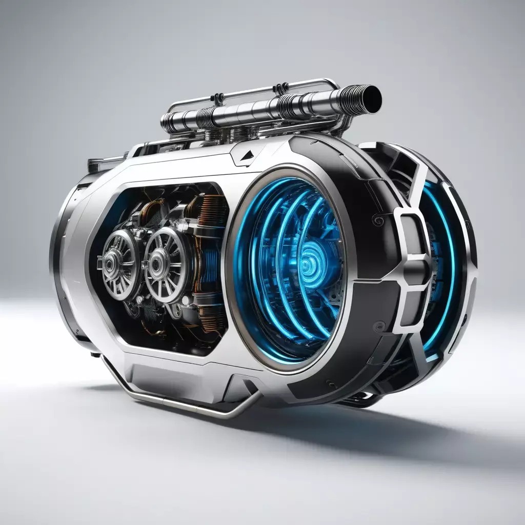 Futuristic Hoverbike Engine Glowing Coils 3D model