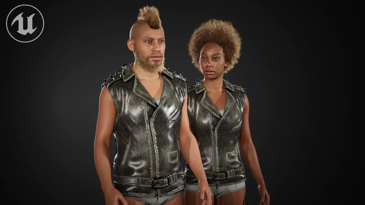 Leather Punk Rock Vest 3D model