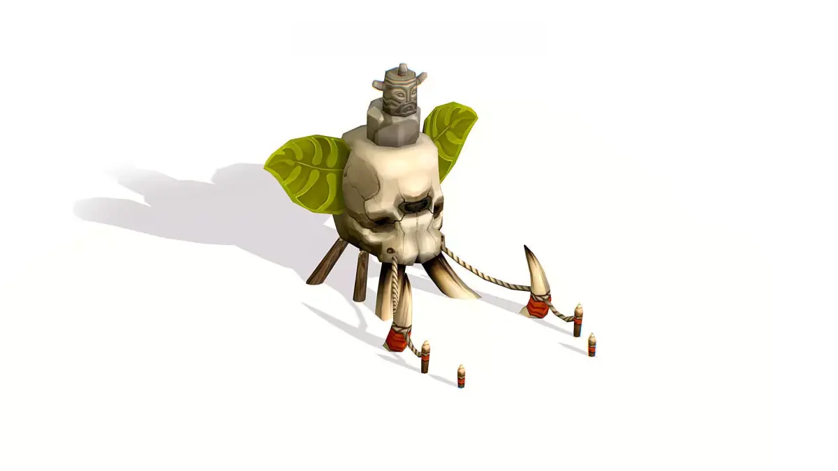 Stone Memorial Skull Totem Low-poly 3D model