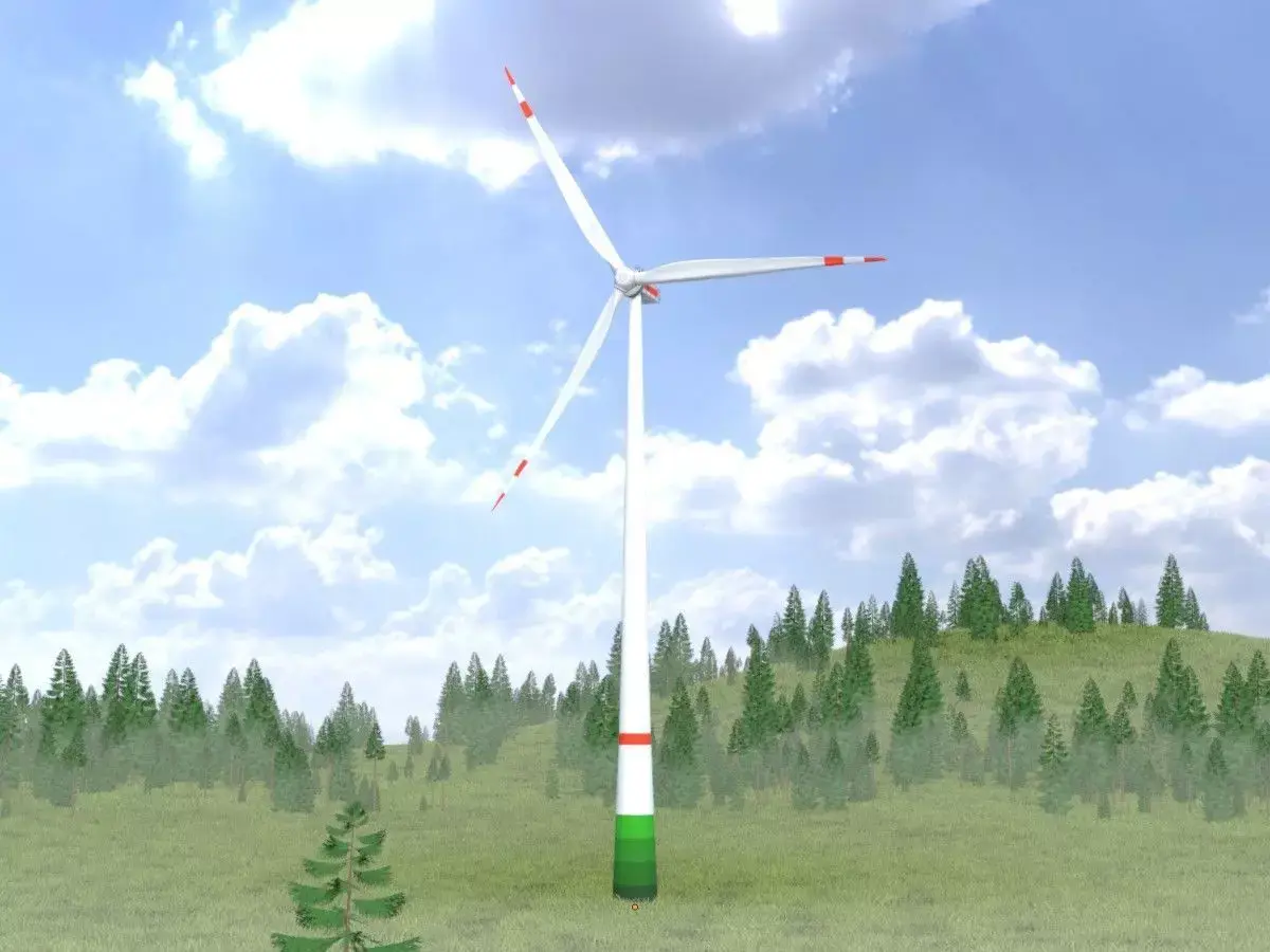 Wind turbine E1 H-160 RD 138 m Low-poly 3D model