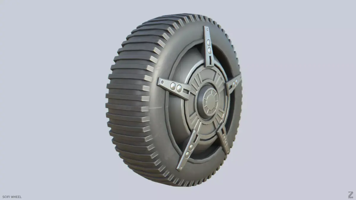 Scifi wheel Low-poly 3D model