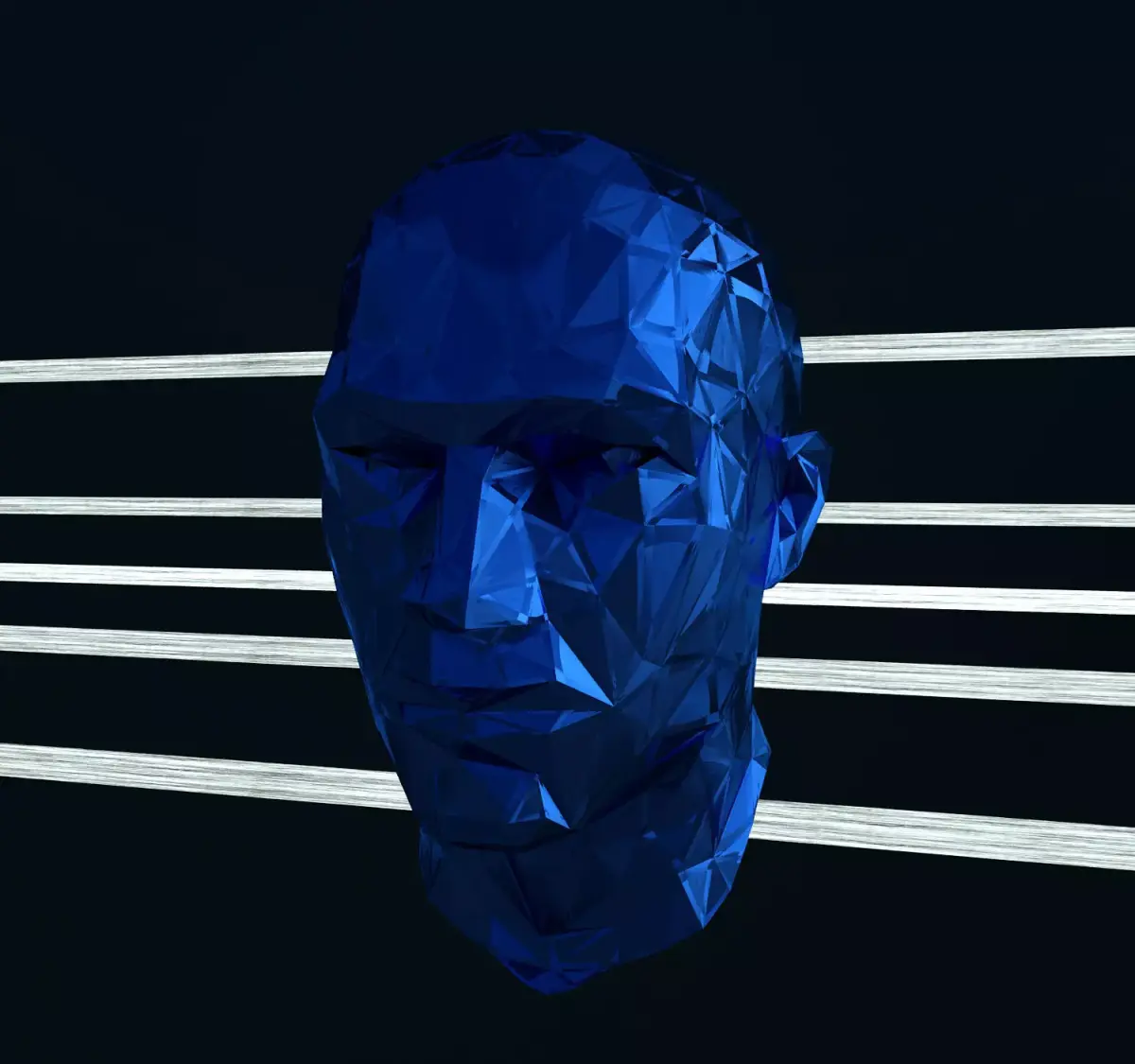 Blue Low Poly Man Head model Low-poly 3D model