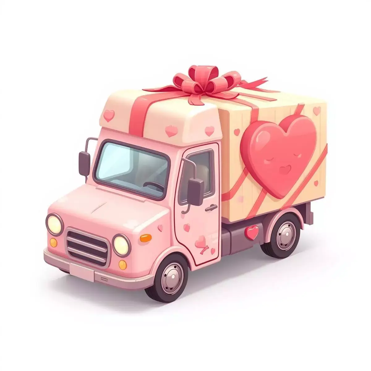 Stylized 3D Valentine Delivery Truck Model Low-poly 3D model