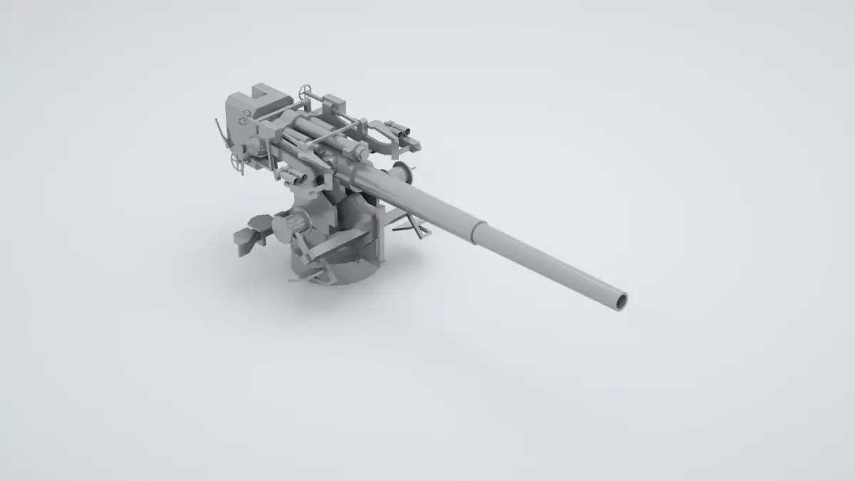 127mm 128mm SK C - 34 Naval Gun 3D model