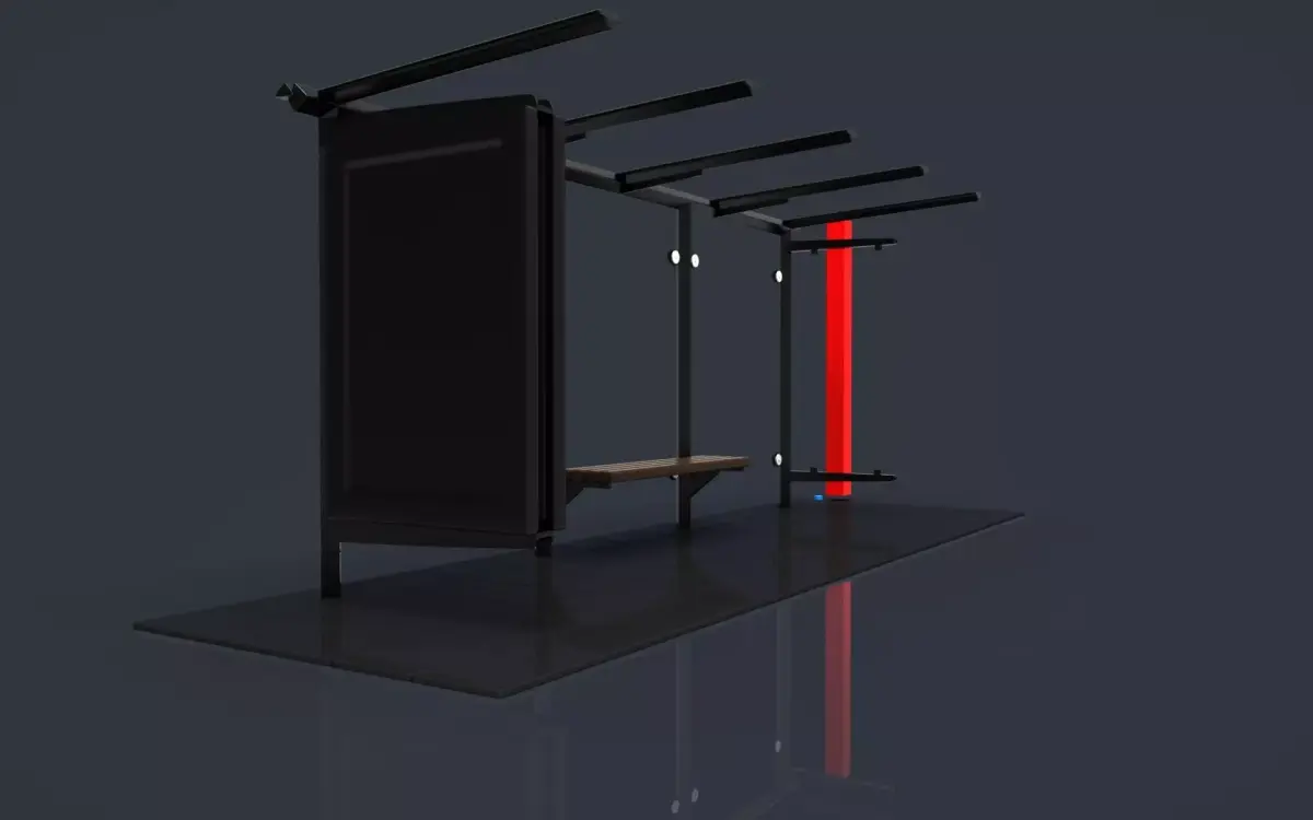 busstop bus stop with two benches and light 3D print model