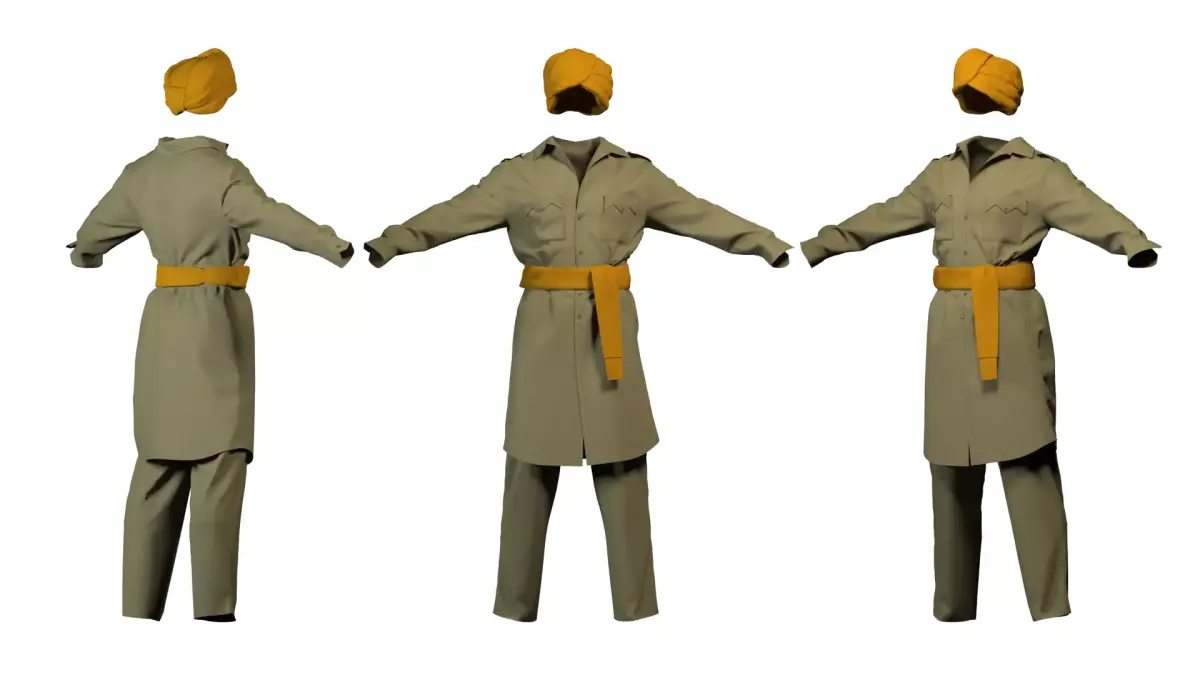 Police military Officer Turbaned weapon Outfit Uniform Low-poly 3D model