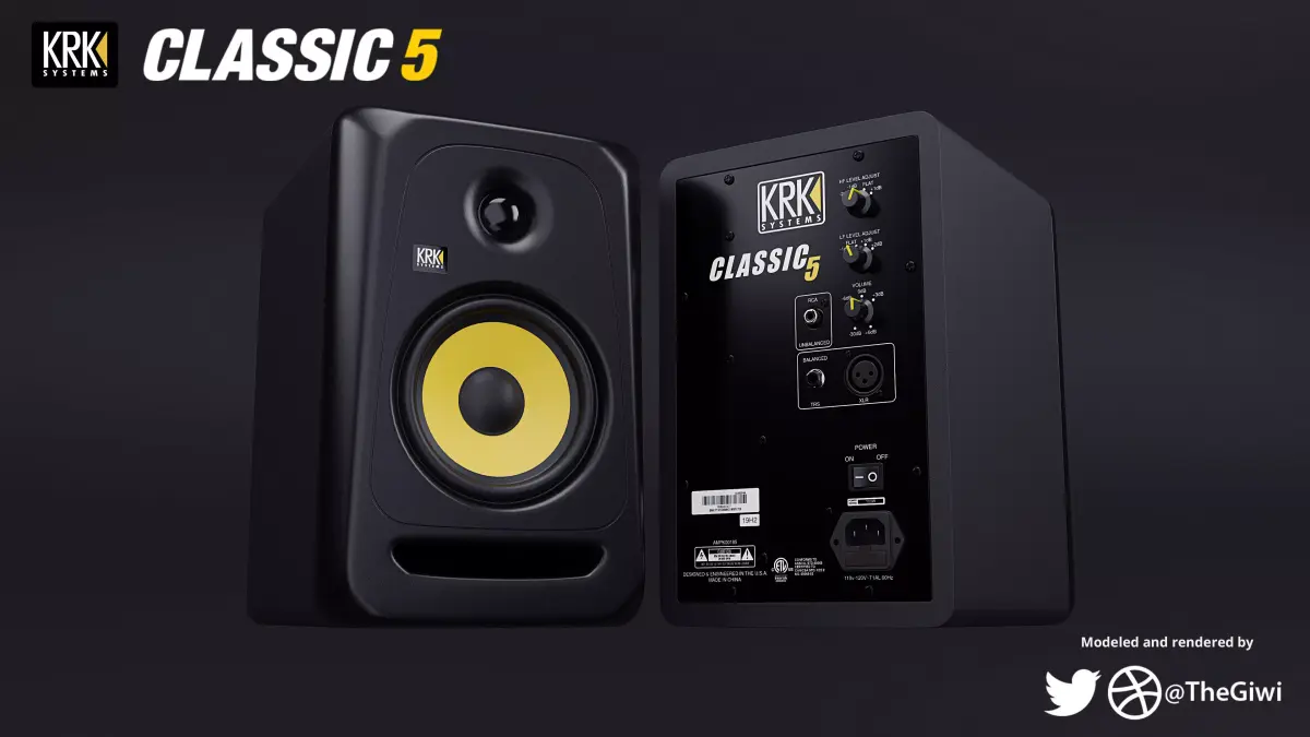  KRK Classic 5 Studio Monitor Speakers Free 3D model