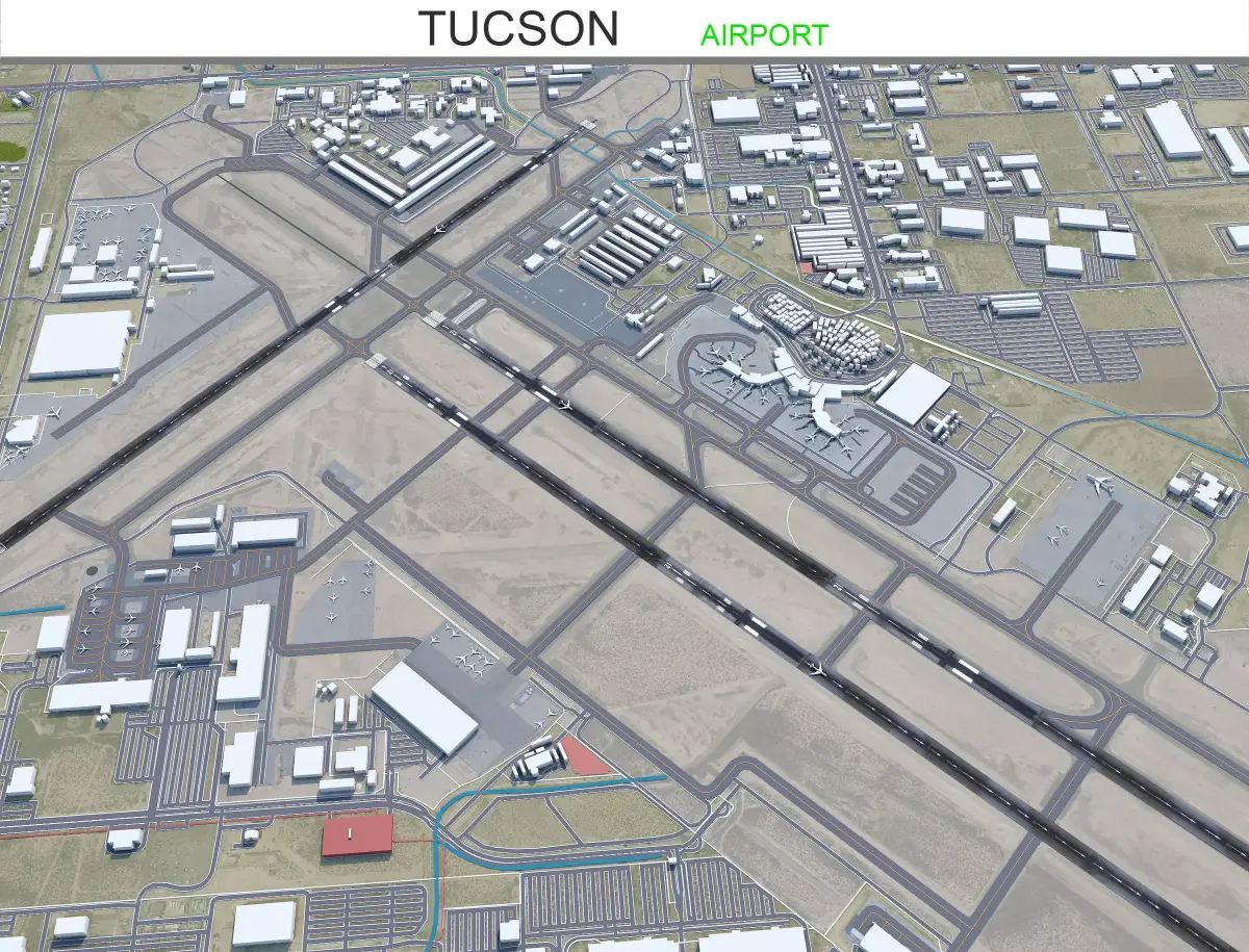 Tucson Airport 10km Low-poly 3D model