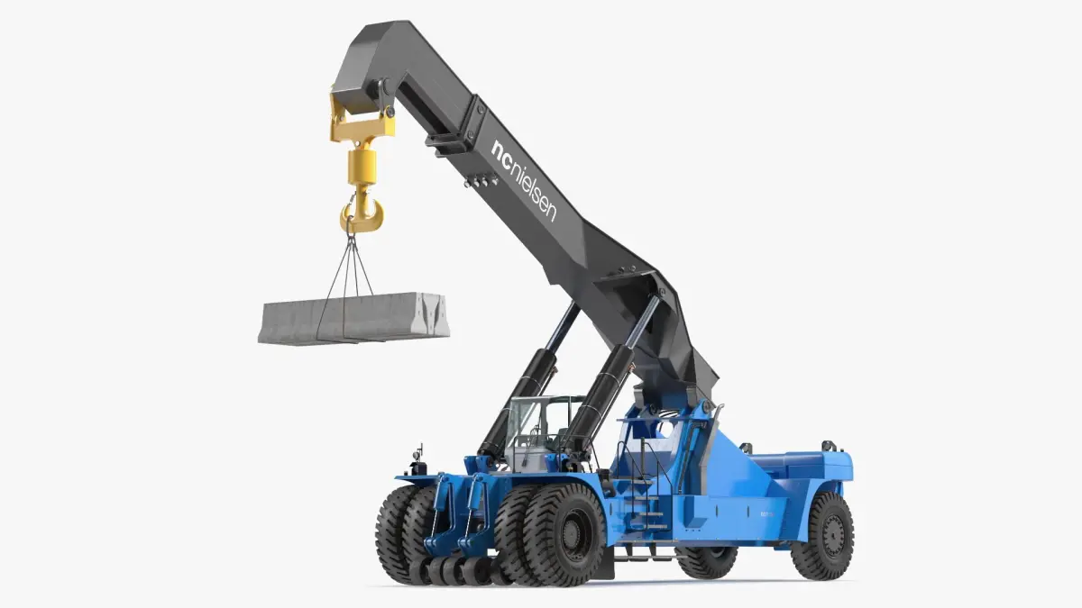 Reach Stacker Nielsen NCN 180TH Loading Concrete Barriers 3D model
