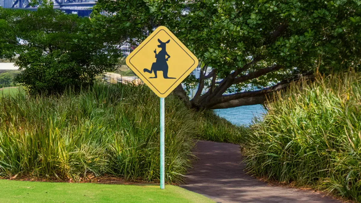 Kangaroo Crossing  Low Poly Road Sign Game Ready 3D Model Free low-poly 3D model