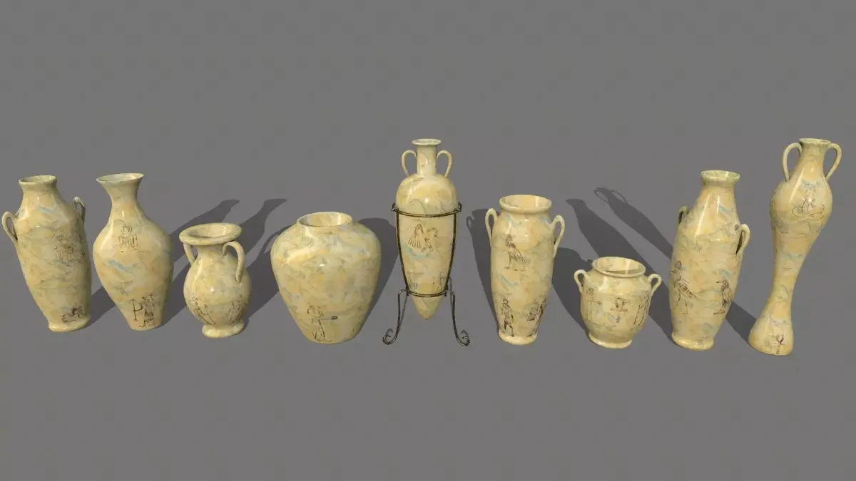 vase set greek Low-poly 3D model