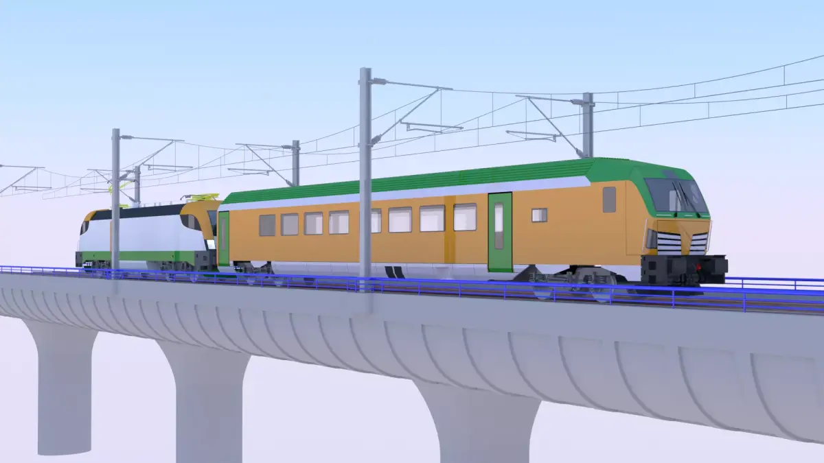 Bridge with Siemens train 3D model