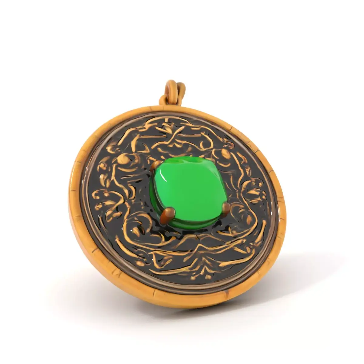 Antique Emerald Pendant model pack Low-poly 3D model
