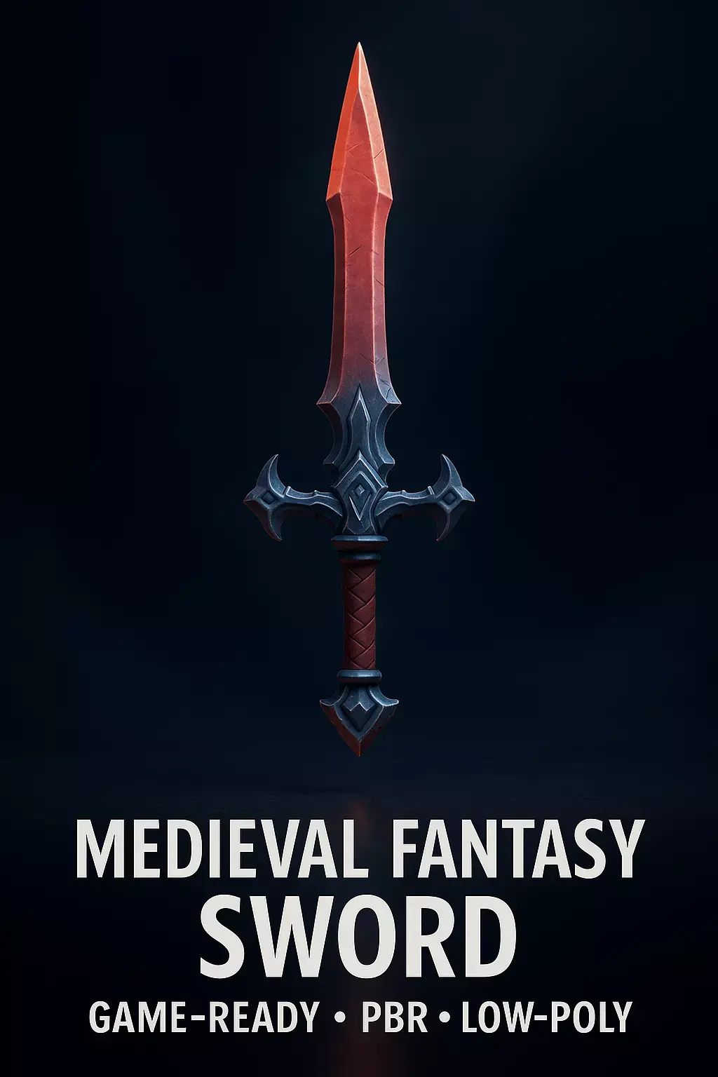 Medieval Fantasy Sword - Low Poly - PBR Blender Low-poly 3D model