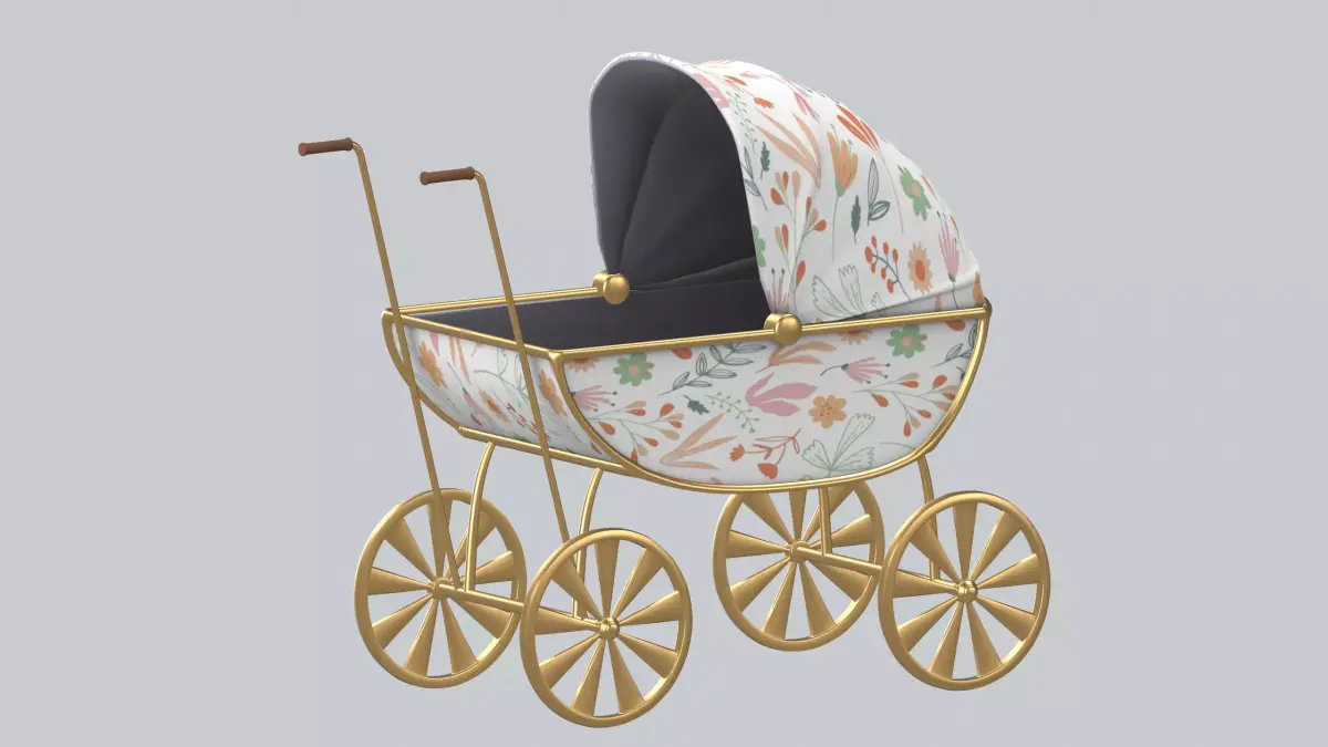 Doll carriage Dolls and their accessories PBR model Low-poly 3D model