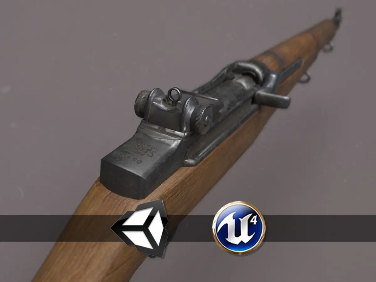 World War II - M1 Garand - PBR and Game Ready Low-poly 3D model