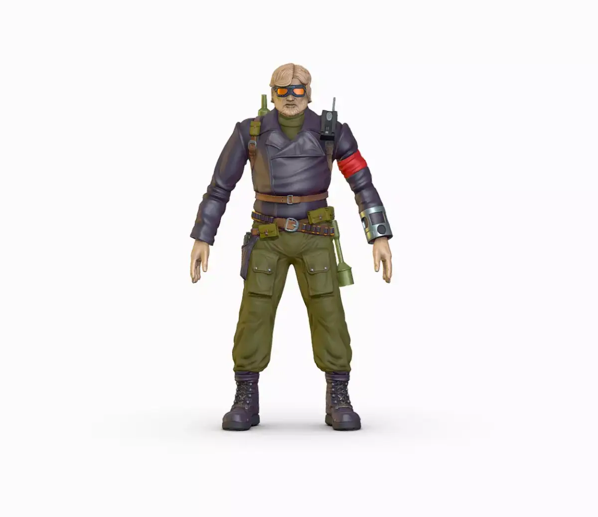 High Poly Man Leather Jacket Military Outfit Low-poly 3D model