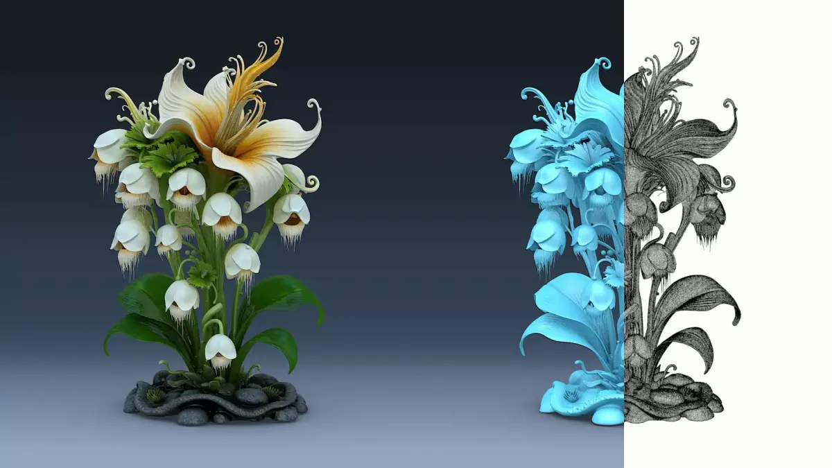 Exotic Colorful Plants - High-Poly Resolution Part 3 3D model