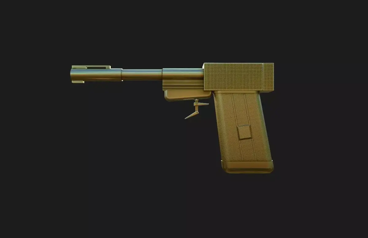 Golden Weapon Gold Pistol Low-poly 3D model