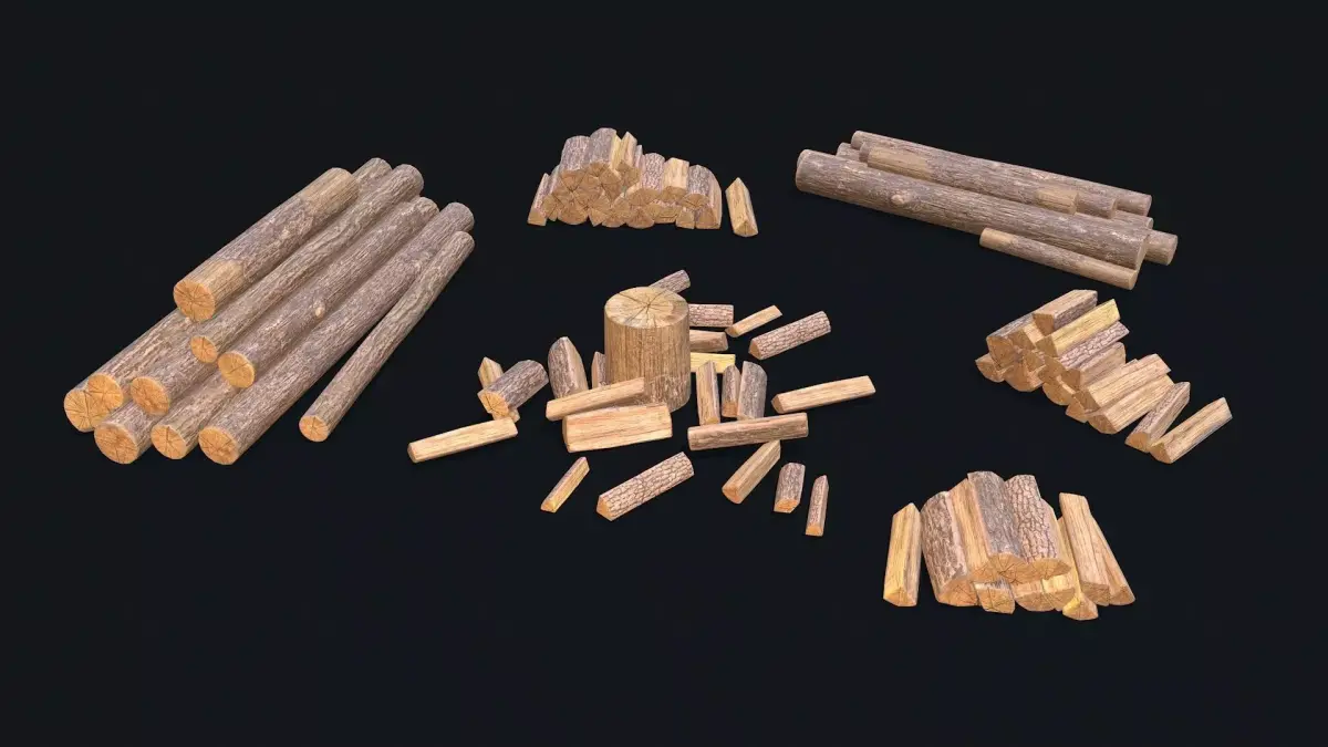 Wood Logs Stack Low-poly 3D model